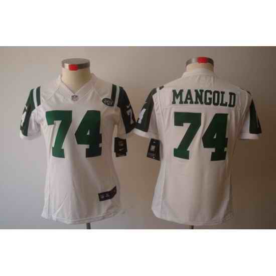 Women Nike NFL New York Jets 74# Nick Mangold White Color[NIKE LIMITED Jersey]